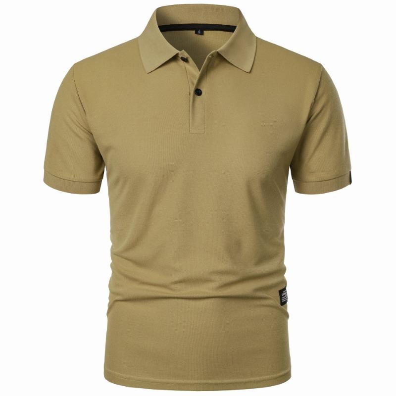 Однотонная футболка-поло мужская с коротким рукавом, на пуговицах, с воротником, легкая, уличный стиль, спортивная, повседневная