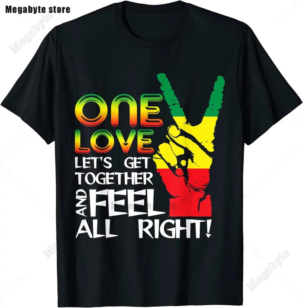 2024 New Rasta Reggae One Love Retro Vintage Sunset Jamaica Vacation Tshirt Womens Round Neck Short Sleeved Top