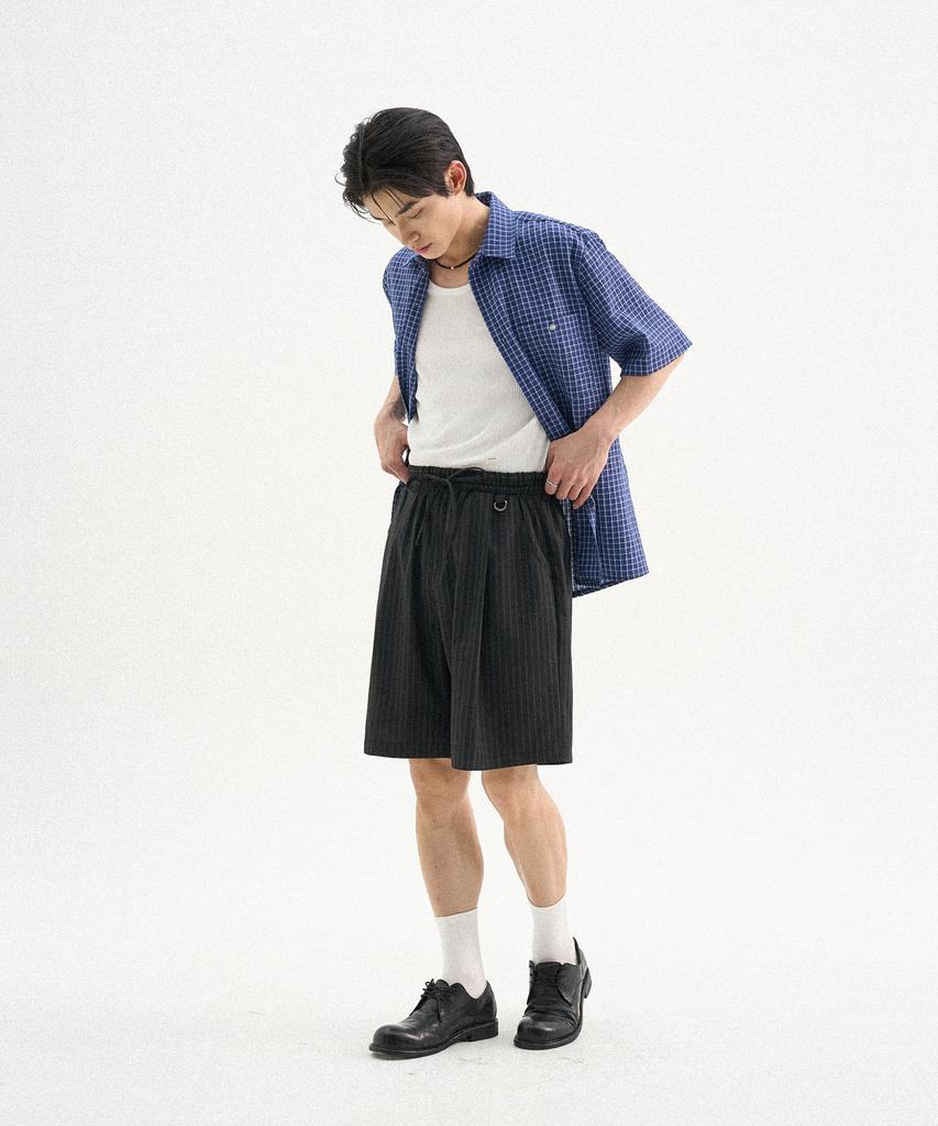 TRIP LE SENS Light Stripe Easy Elastic Half Pants_Black