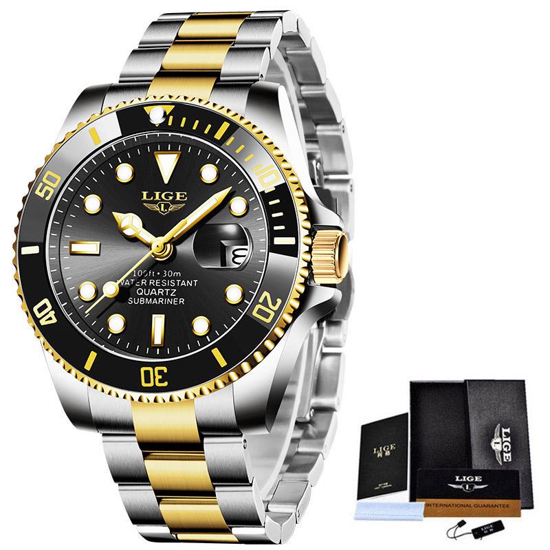 LIGE Top Brand Luxury Fashion Divers Watches Men 30ATM Waterproof Date Watch Sports Watch Men Quartz Wristwatch