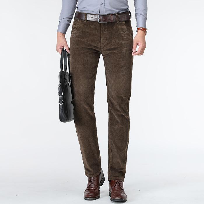 Осень и зима Новые вельветовые мужские эластичные деловые повседневные модные облегающие брюки универсальные маленькие прямые брюки
