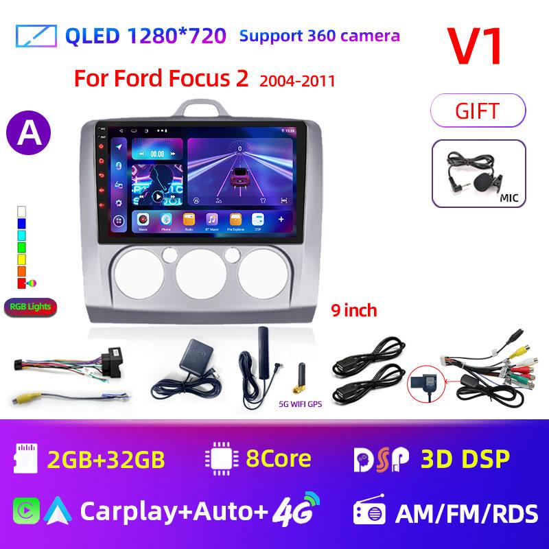 Android 12 Car Radio for Ford Focus 2 3 Mk2 Mk3 2004 2005 - 2011 Multimedia Player Navigation GPS 2Din Carplay Stereo DVD