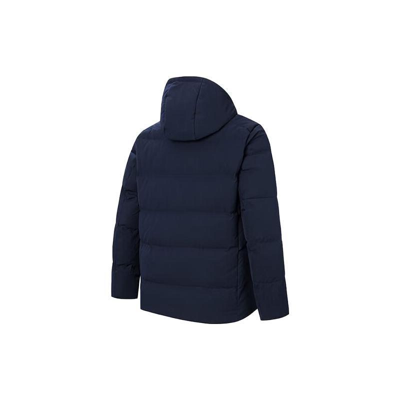 Anta Однотонная куртка-пуховик с капюшоном на молнии для мужчин, верхняя одежда, темно-синий 152347910-5
