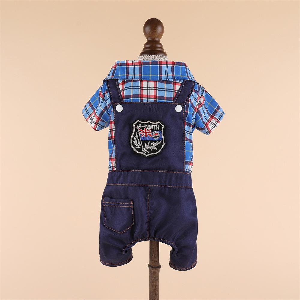 Маленькая и средняя собака весна и лето четвероногий плюшевый медведь домашняя собака собака кошка клетчатая корейская версия джинсовая одежда