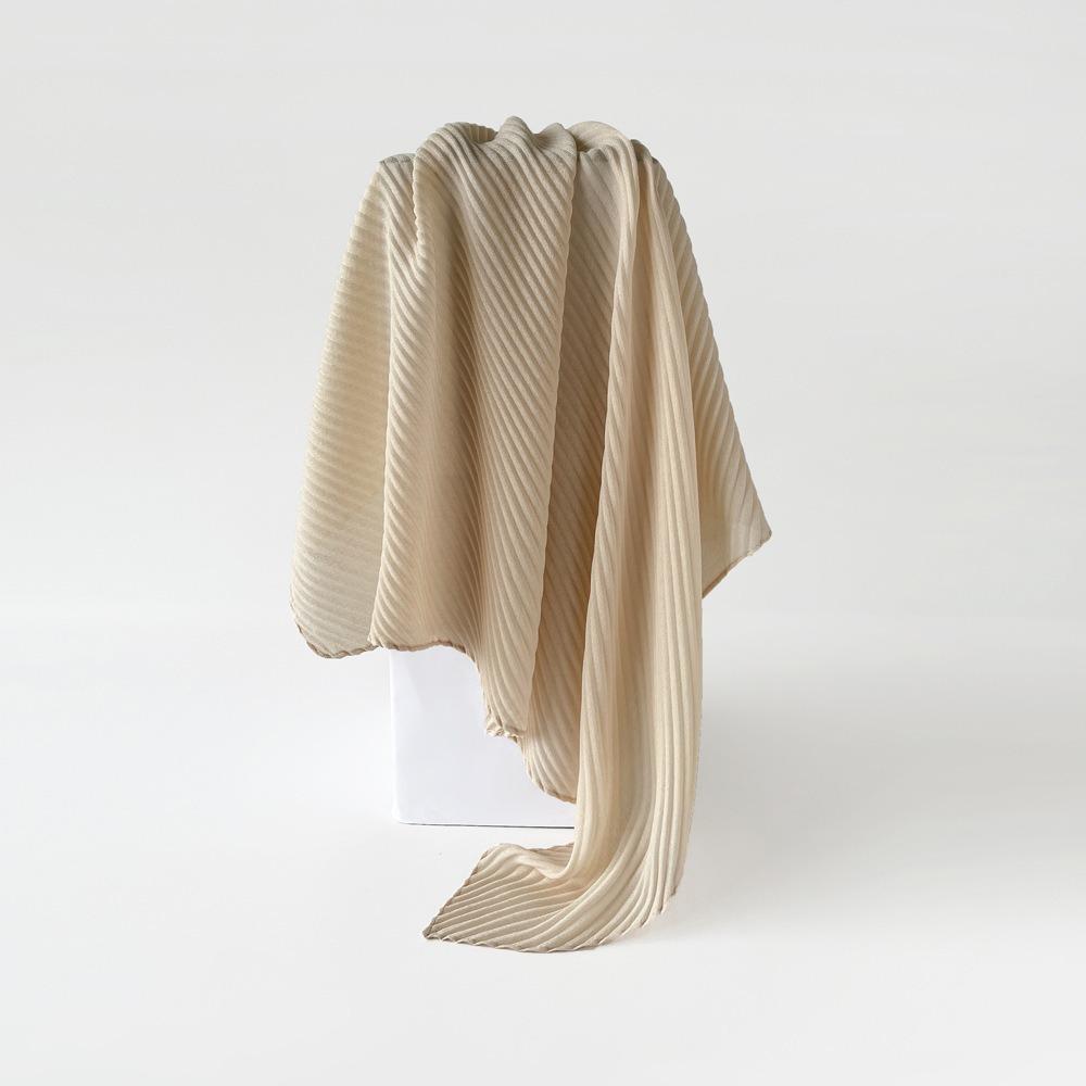 Solid Color Imitation Cotton and Linen Scarf for Women, 90CM Pleated Square Scarf, Headscarf Scarf