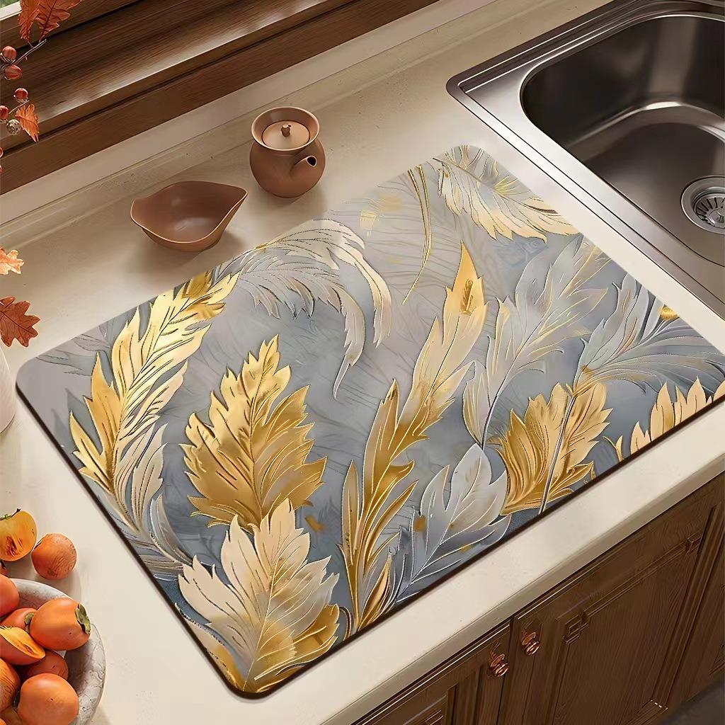 Дренажный коврик с цветочным принтом, прямоугольный, сушильный коврик для кофемашины, абсорбирующие дренажные коврики для посуды, коврики для раковины, салфетка