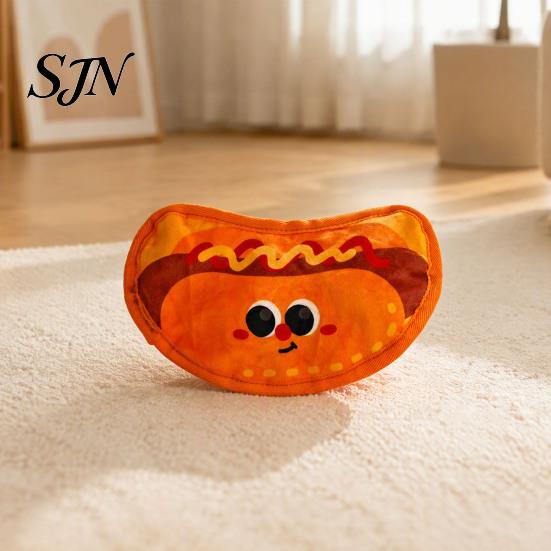 Tear Resistant Pet Playthings Crinkle Dog Chew Toy, Food Shape Interactive Hamburger Pizza Hot Bite Training Toys Design, Fabric Teething