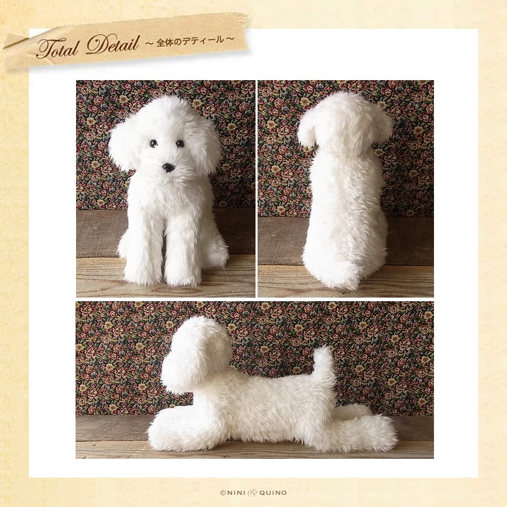 Ninian and Kino Realistic Toy Poodle Plush Toy Freely Approximately 33cm Lifelike Pet (White) - Poseable, Long,