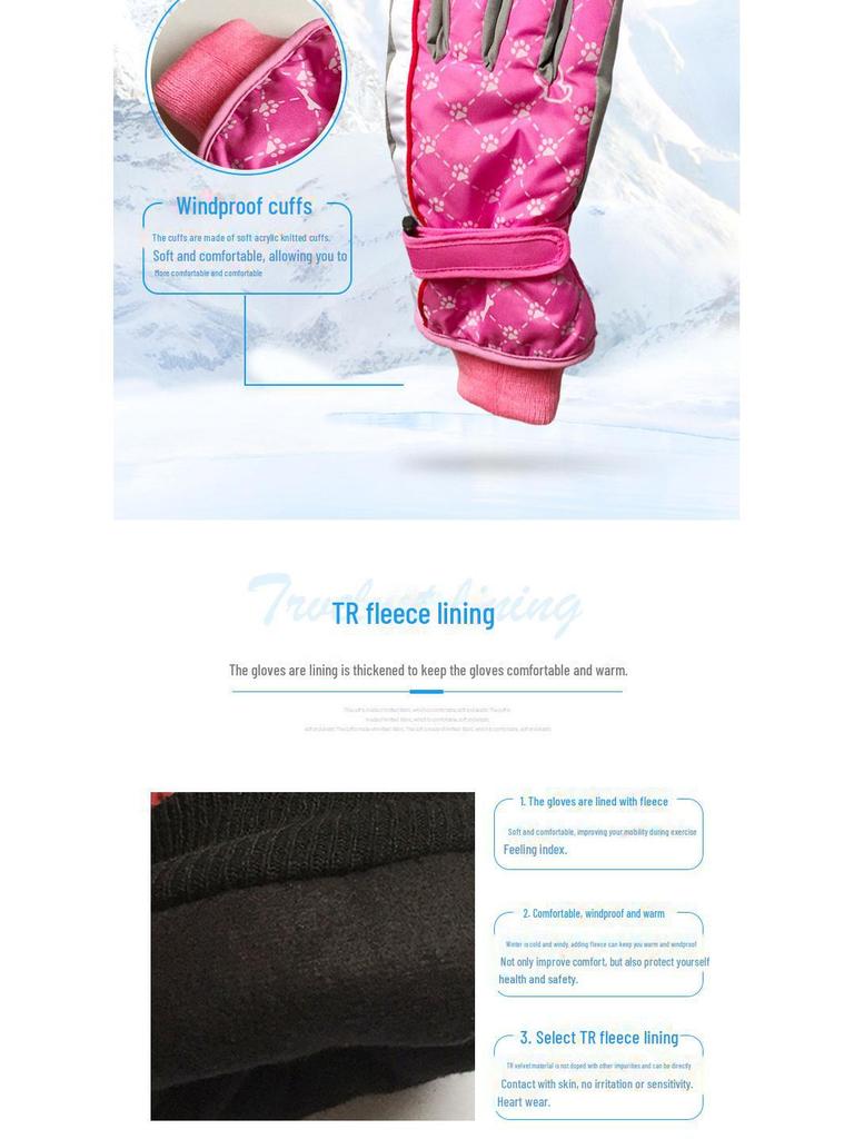 Детские зимние лыжные перчатки, возраст 5-9 лет, теплый бархат, для мальчиков и девочек