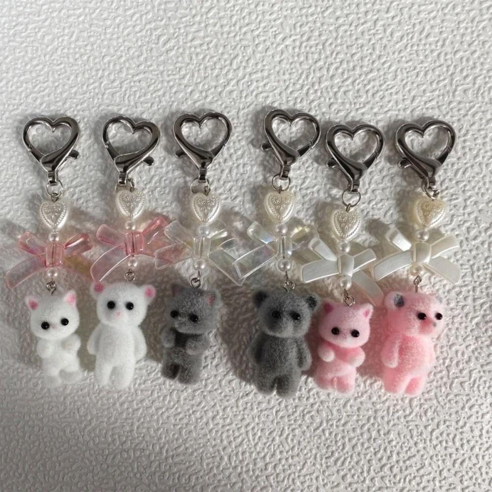 Fashion Heart Bow Shaped Key Ring Cartoon Animals Pendant Key Chain Cat Pendant Keychain Gifts
