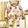 2Pcs/Set Kids Boys Girls Set Pure Cotton Warm Pajamas Cartoon Long Sleeve T-Shirt + Pants Toddler Baby Autumn Underwear Clothing Sets