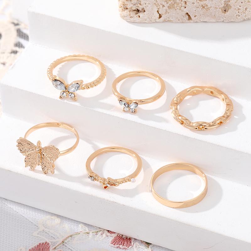 Женское кольцо Кольцо-бабочка Модное элегантное индивидуальное сочетание милых комплектов ювелирных изделий