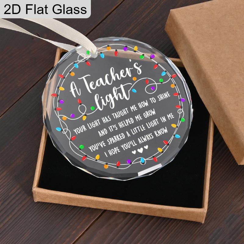 Стеклянное украшение для учителя, Подвесное украшение с цитатой «Свет учителя», Подарок на День учителя, Рождество, День благодарения, Подарок к началу учебного года