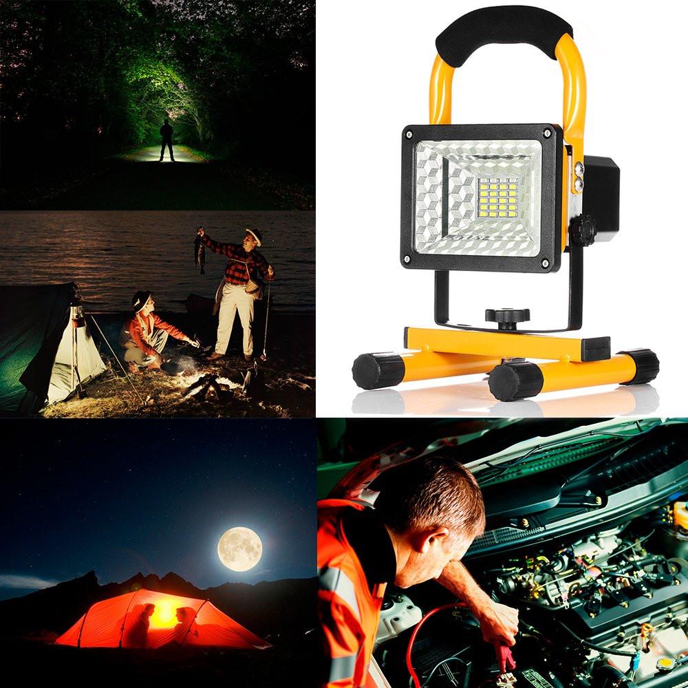 LED Portable Rechargeable Floodlight Waterproof Spotlight Battery Powered Searchlight Outdoor Camping Hiking Emergency Work Lamp