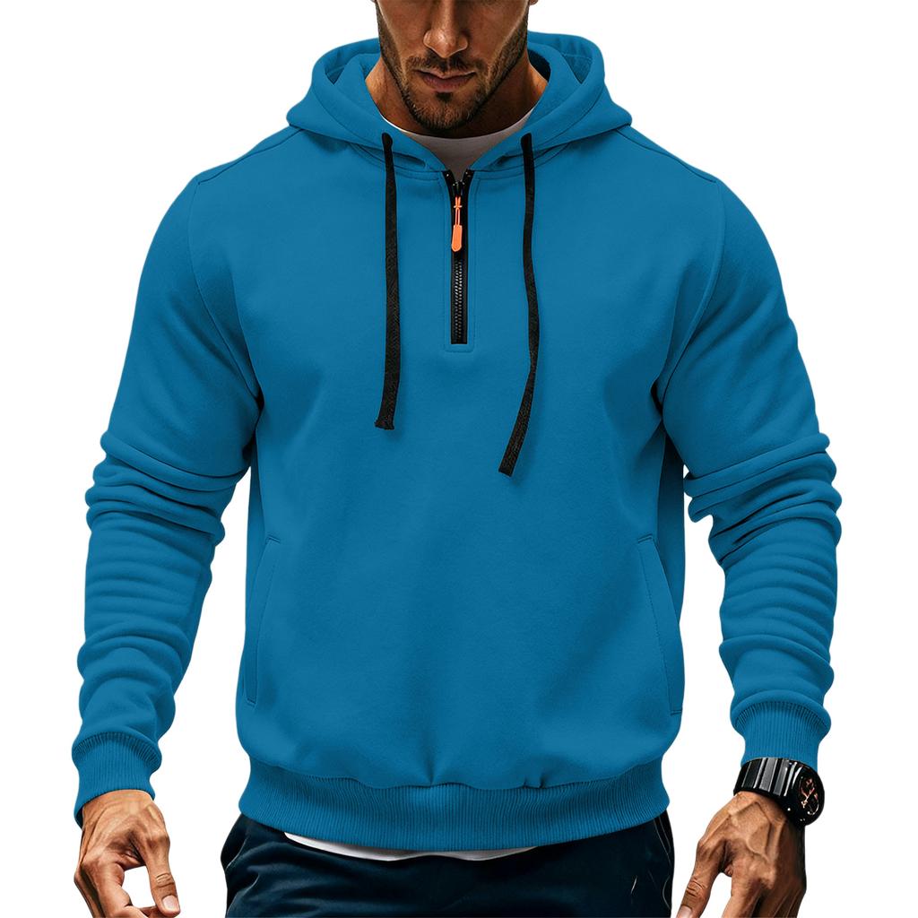 Men's Fleece Hoodie Casual Long Sleeve 1/4 Zipper Pullover Sweatshirts