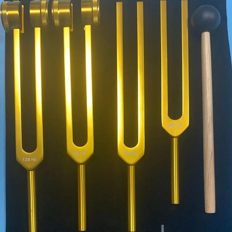 Aluminum Alloy Tuning Fork 128Hz 136.1Hz 256Hz 384HZ Golden Tuning Forks Set Healing with Base Meditation Yoga Diapasons Therapy