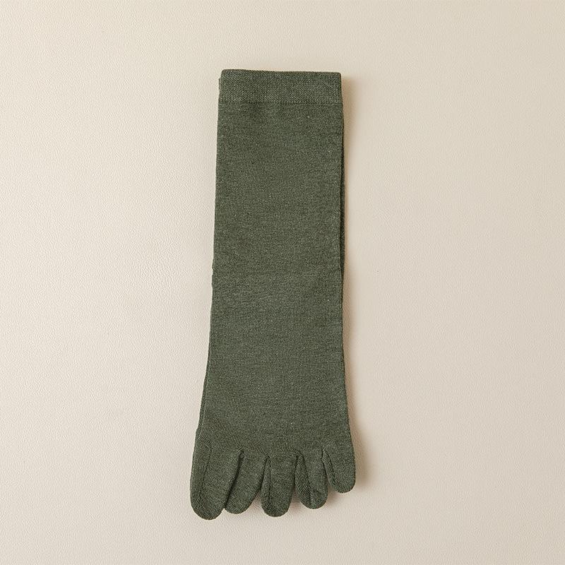 Однотонные хлопковые носки с пятью пальцами, серые, черные, средние, женские носки, осенне-зимние, теплые, дышащие, носки с пятью пальцами