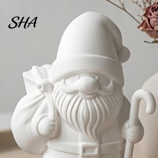 PLA 3D Printed Figurine Santa Claus Figure for DIY Painting, Christmas Tabletop Holiday Decor Ornament, White Resin Desk Shelf Display Festive