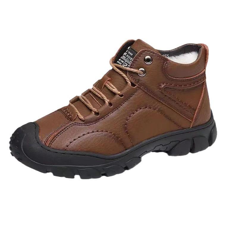 Autumn and Winter New Men's Cotton Shoes Waterproof Casual Men's Shoes Men's High-top Leather Shoes Outdoor Sports Snow Boots