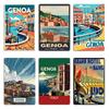 A Vintage Travel Art of Genoa Italy Vintage Travel Tourism Metal Plaque Cinema Classic Printed Bar Decoration Tin Sign Poster