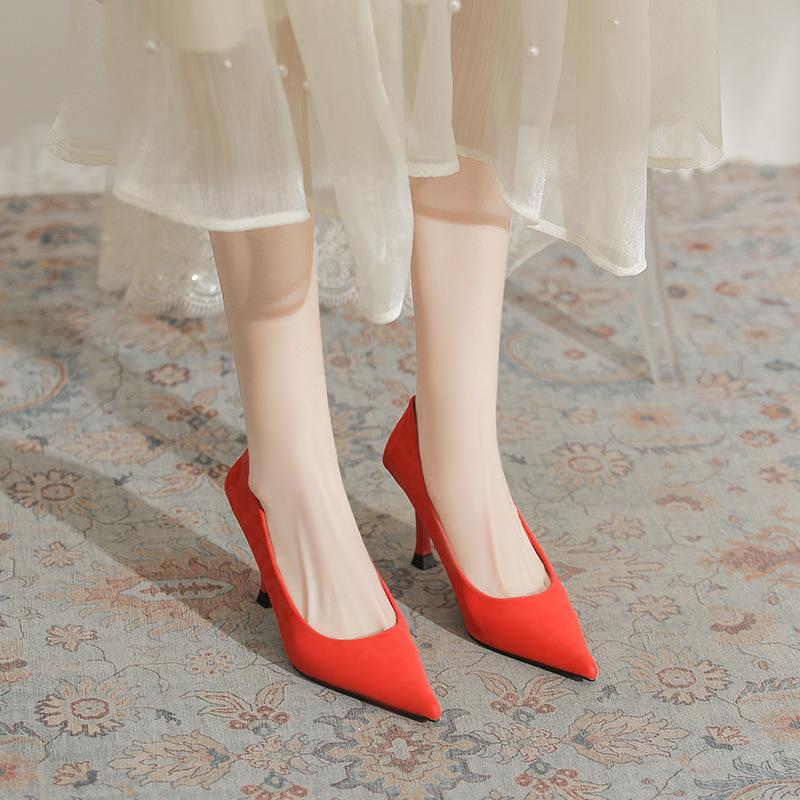 Leopard print pointed high heels women's thin heels 2025 autumn new niche design fashionable, sexy and elegant professional single shoes