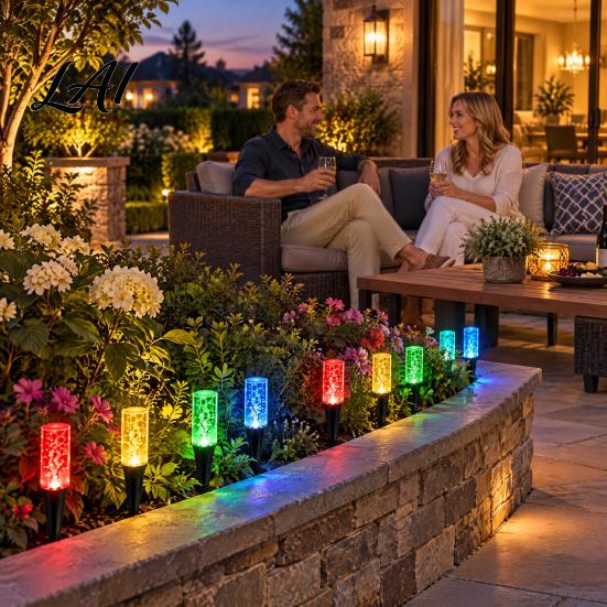 Energy Saving Patio Stake Decorations 10/20Pcs Solar Pathway Lights LED Multicolor Bubble Garden Waterproof Blue Lights for Outdoors Powered Outdoor