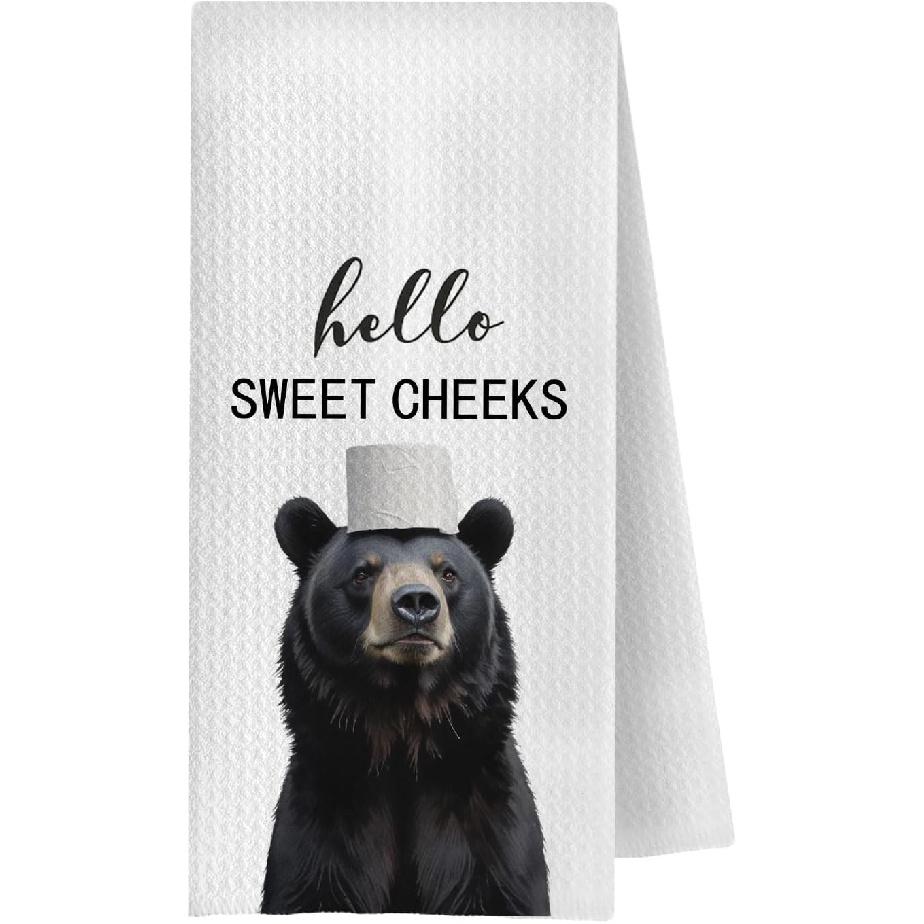 Highland Cow Bathroom Kitchen Towels - Hello Sweet Cheeks Western Bathroom Kitchen Decor,Farmhouse Western Cow Decorative Hand Towels 16x24, Funny