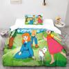 Комплект пододеяльника для девочек аниме, Забавный мультяшный принт Хайди и семьи, Мультяшный принт, Покрывало, Постельное белье, Подходящая наволочка 75*50