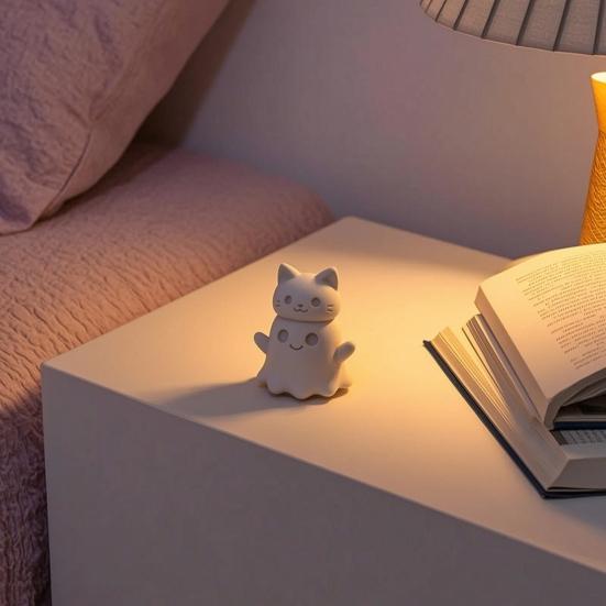 3D-печатные украшения, форма кота-призрака, добавят атмосферу Хэллоуина, настольное украшение, фигурка для дома и офиса
