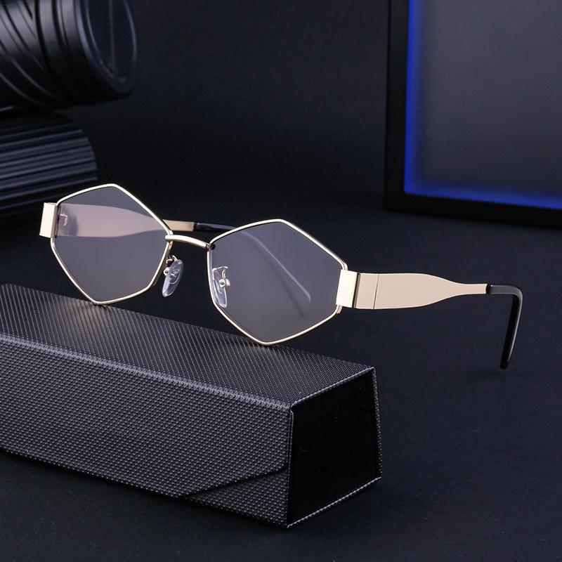 Fashion Irregular Metal Sunglasses Female Tide Personality Wide Temple Sunglasses Female Sunglasses