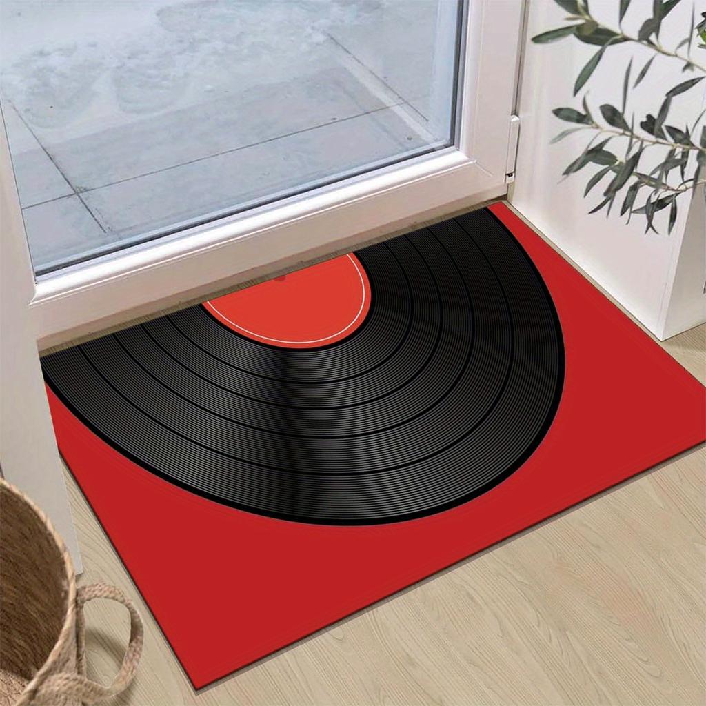 Non-slip vinyl record design polyester carpet for office bedroom living room crystal velvet soft decor rug