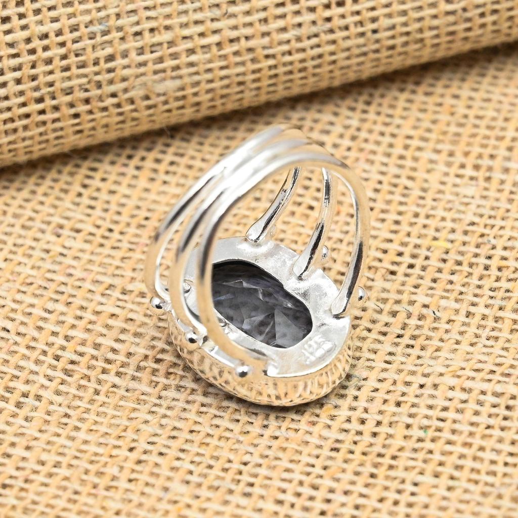 Ювелирное кольцо ручной работы из стерлингового серебра 925 пробы с иолитом для женщин