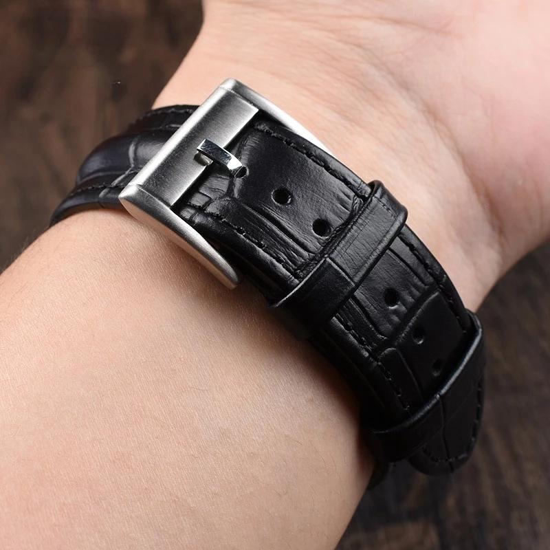 Ремешок для часов из натуральной кожи для Hamilton Khaki Field Jazz H70605731/H32705521 Мужской ремешок для часов из воловьей кожи Браслет 20 мм 22 мм