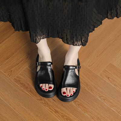 Комфорт~ Ретро слово с повседневными сандалиями на платформе, женские летние новые сандалии на плоской подошве в римском стиле