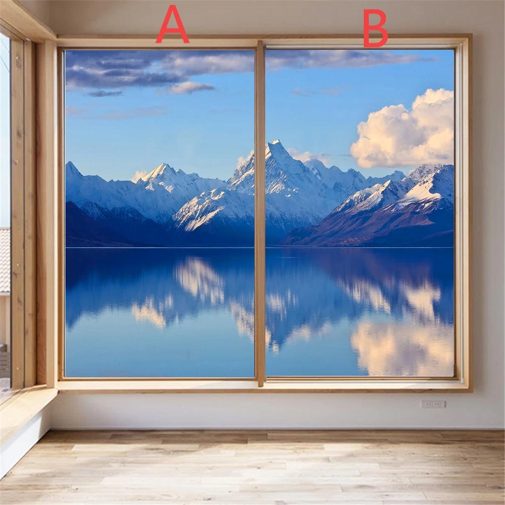 Static Cling Privacy Windows Film Decorative Beautiful Scenery Stained Glass Window Stickers  Frosted Window Film