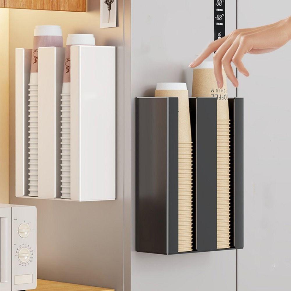 Iron Paper Cup Dispenser Large Capacity Cup Storage Rack Durable Paper Cup Organizer Refrigerator