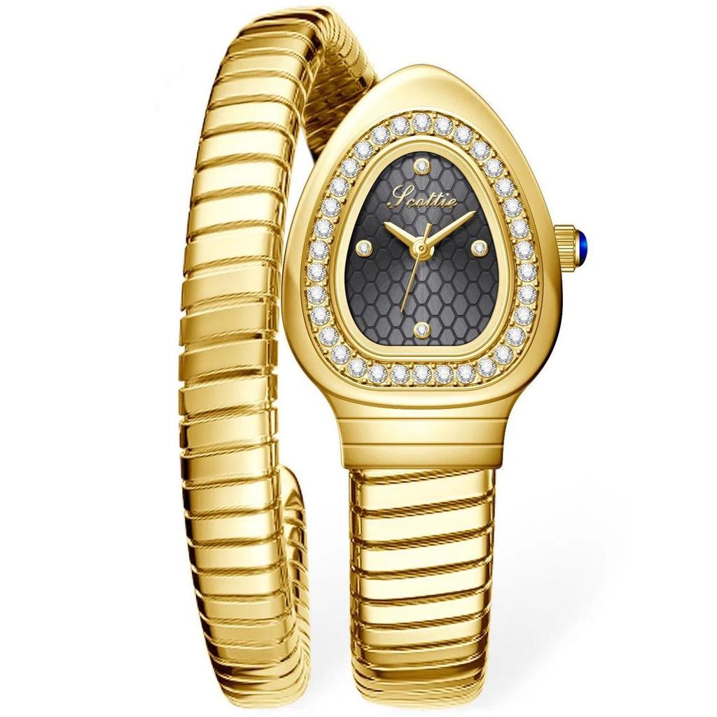 Luxury Fashion Women's Serpentine Bracelet Watch Unique Design Serpentine Elegant Dress Bracelet Women's Quartz Watch