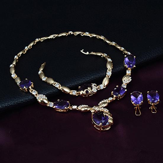 Комплект ювелирных изделий, инкрустированные стразами, привлекательные аксессуары, ожерелье, кольцо, браслет, серьги, подарок для вечеринки