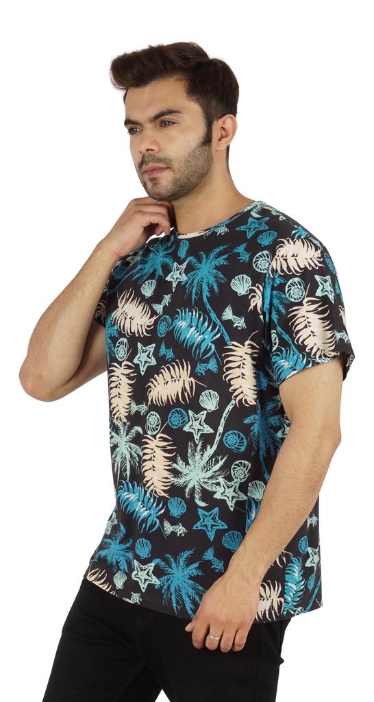 Inkmeso Printed Casual Short Sleeve T-shirt For Men  S Holiday Beach Wear Tee Cotton Jersey Tropical