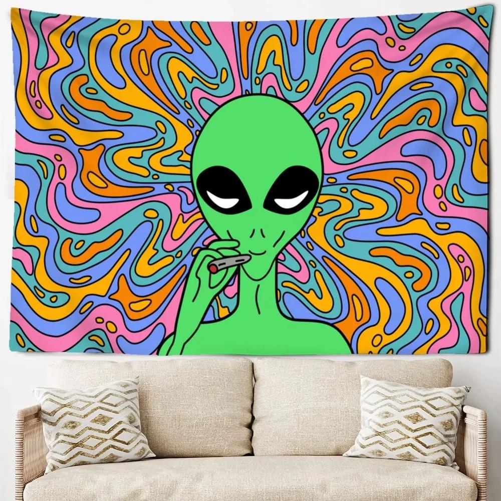 Tapestry Psychedelic Mushroom Skull Wall Art Hippie Floral Bedroom Decor Shimmering Living Room Dorm Hanging