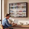 5-Tier Wall Display Shelf Unit Cabinet w/ 4 Adjustable Shelves Glass Doors Home Office Ornaments 60x80cm Black/White