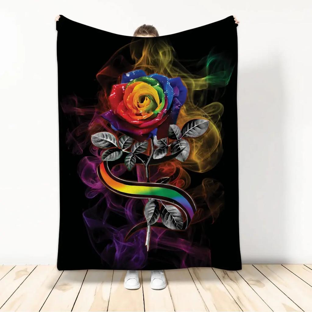 Throw Blankets LGBT Gay Pride Lesbian Rainbow Flannel Blanket for Couch Sofa Blankets Large Bedding Gifts for Christmas New Year