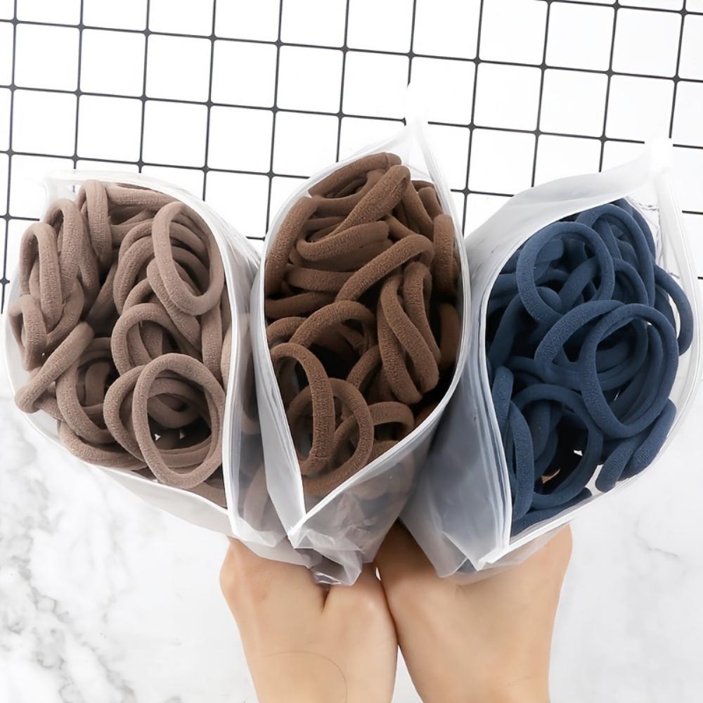 50pcs/Set Women Basic Hair Bands 1.57inch Simple Solid Colors Elastic Headband Hair Ropes Ties Hair Accessories Ponytail Holder