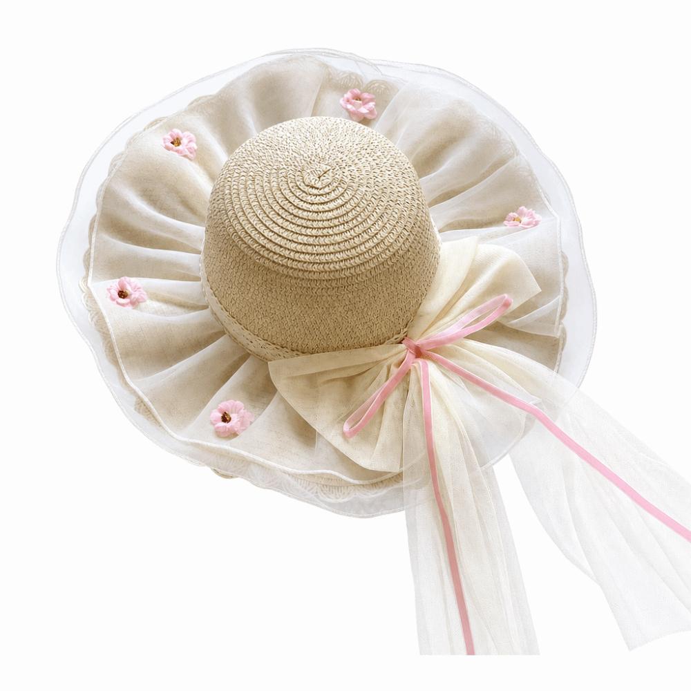 Flower Sun Hat Big Bowknot Sun Protection Hat Lolita Straw Hat Or Women