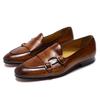 Fashion FELIX CHU Men's Genuine Leather Loafers Handmade Monk Strap Casual Dress Shoes for Wedding Party Summer Autumn Footwear