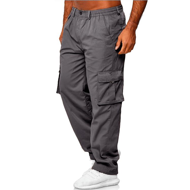 Men's Solid Color Plus Size Casual Multi-Pocket Cargo Pants