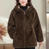 Пальто из искусственного меха для женщин среднего возраста, зимняя верхняя одежда с капюшоном, элегантные толстые теплые меховые куртки для женщин, одежда