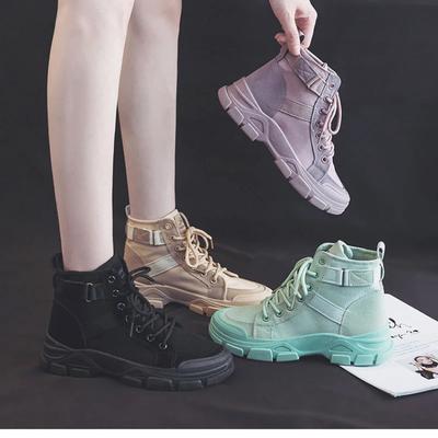 Новые женские ботинки в британском стиле, женские ботильоны на шнуровке, платформа, мотоциклетные ботинки, дизайнерская мода, женские парусиновые туфли с высоким верхом