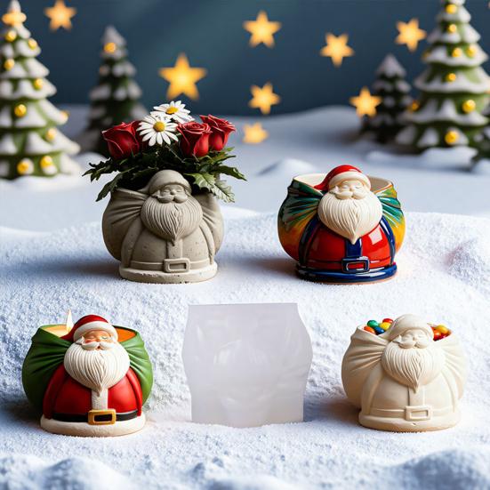 Форма для эпоксидной смолы Yousheng Christmas Santa Claus, контейнер для хранения мелких предметов, емкость для свечей, форма для литья своими руками, многоразовое праздничное украшение.
