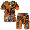 African Girl Graphic Men's T-shirt Sets 3D Print Ethnic Style T-Shirt Shorts Two Piece Set Casual Oversized Pullover Tracksuit